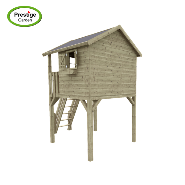 Maisonnette en bois Big House Tom avec balançoire double et toboggan – Prestige Garden – Image 4