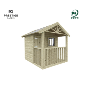 Duurzaam houten speelhuis voor kinderen buitenspelen landleven