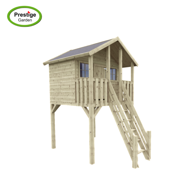 Maisonnette en bois Big House Tom avec balançoire double et toboggan – Prestige Garden – Image 6