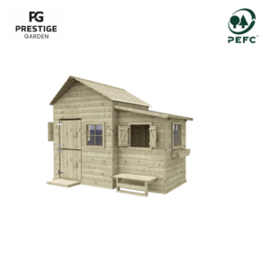 houten speelhuisje op de grond