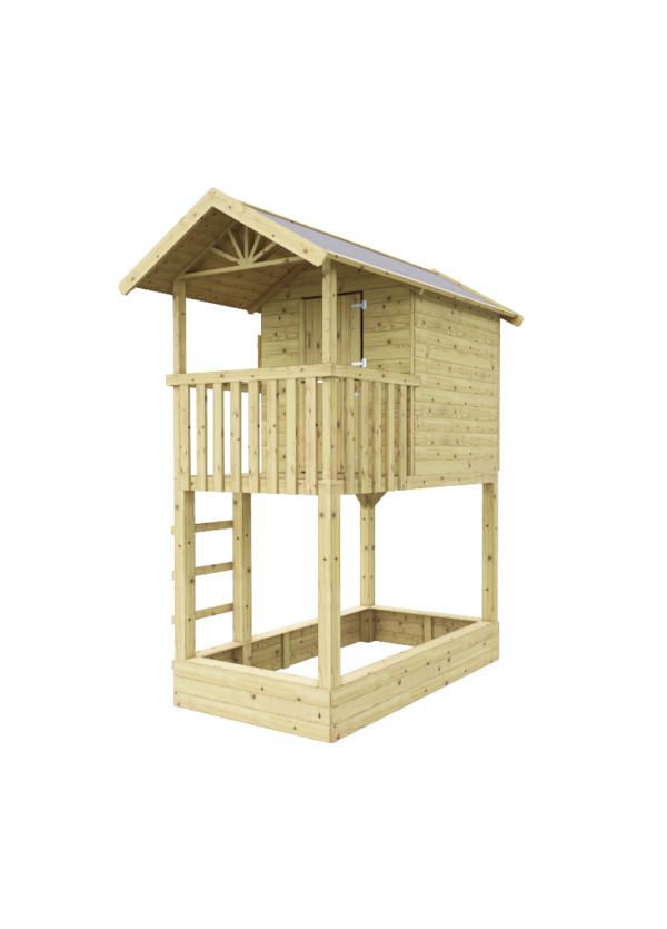 Maisonnette en bois Treehut avec bac à sable et toboggan – Prestige Garden – Image 2