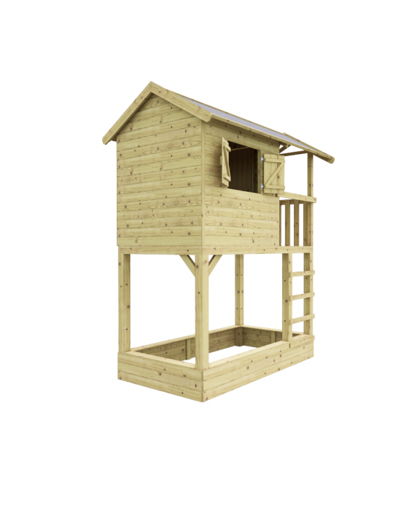 Maisonnette en bois Treehut avec bac à sable et toboggan – Prestige Garden – Image 3