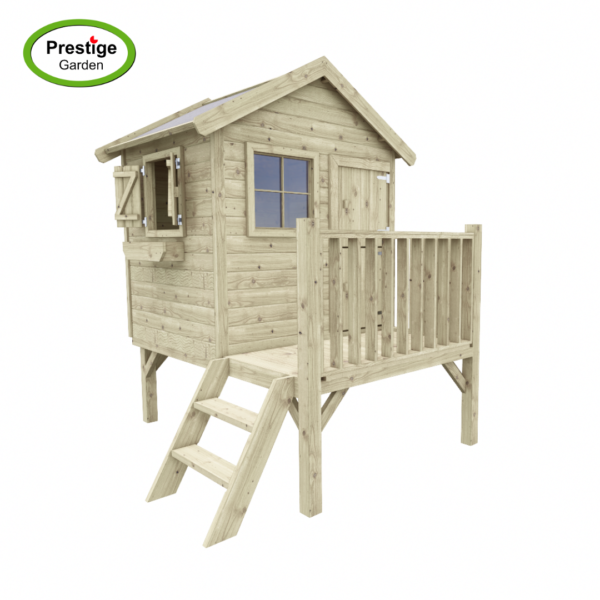 Maisonnette en bois Funny L avec balançoire double – Prestige Garden – Image 3