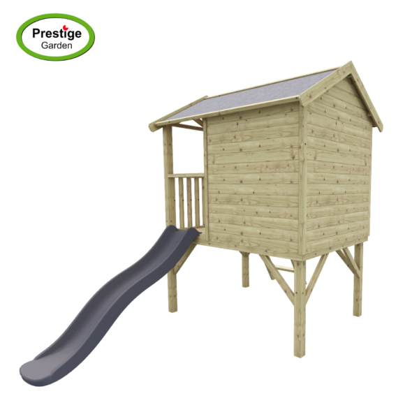 Maisonnette en bois Funny XL avec balançoire et toboggan – Prestige Garden – Image 4