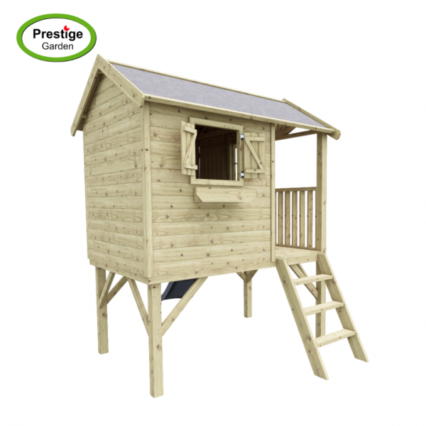 Maisonnette en bois Funny XL avec toboggan – Prestige Garden – Image 4