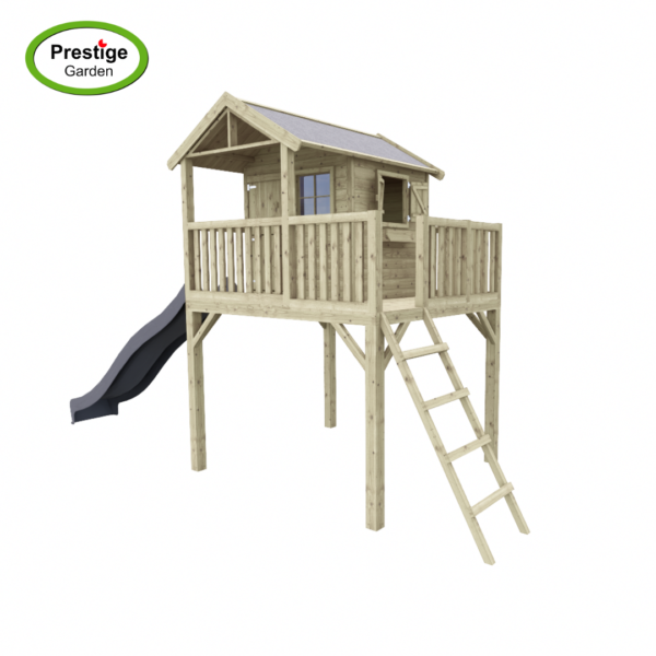 Maisonnette en bois Funny XXL avec toboggan - Prestige Garden – Image 3