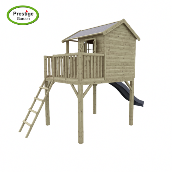 Maisonnette en bois Funny XXL avec toboggan - Prestige Garden – Image 4