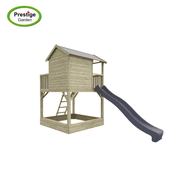 Maisonnette en bois Funny XXL avec bac à sable, toboggan et balançoire simple – Prestige Garden – Image 5