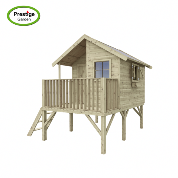 Maisonnette en bois Bruxelles avec balançoire simple – Prestige Garden – Image 4
