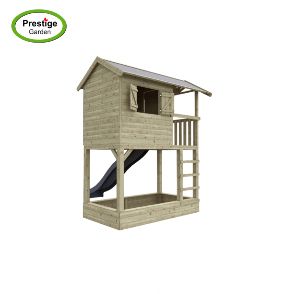 Maisonnette en bois Treehut avec bac à sable et toboggan – Prestige Garden – Image 4