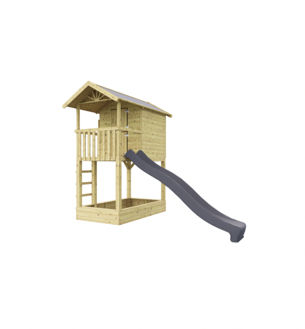 Maisonnette en bois Treehut avec bac à sable et toboggan – Prestige Garden