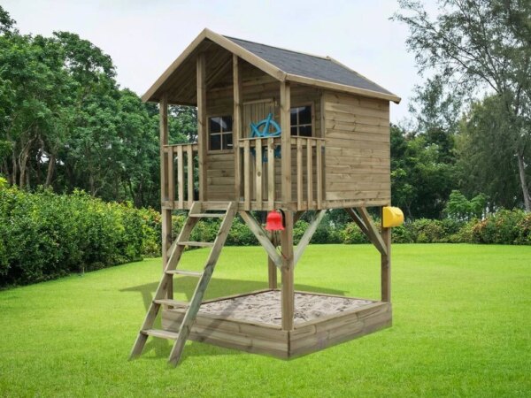 Maisonnette en bois Big House Tom avec bac à sable et balançoire simple – Prestige Garden (kopie) (kopie) – Image 8