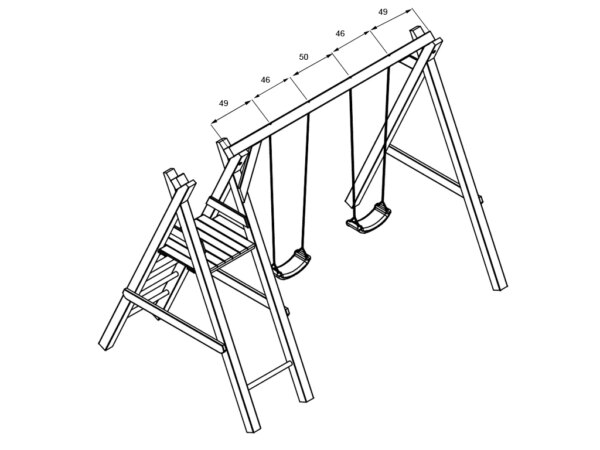 Balançoire premium Prestige Garden double + plate-forme avec toboggan libre – Image 6