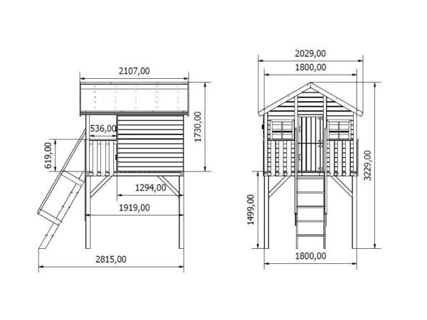 Maisonnette en bois Big House Tom avec balançoire double et toboggan – Prestige Garden – Image 7