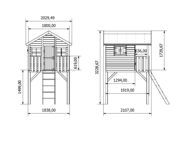 Maisonnette en bois Big House Tom avec bac à sable et balançoire simple – Prestige Garden (kopie) (kopie) – Image 6