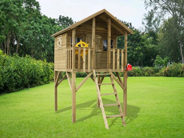 Maisonnette en bois Big House Tom avec balançoire double et toboggan – Prestige Garden – Image 10