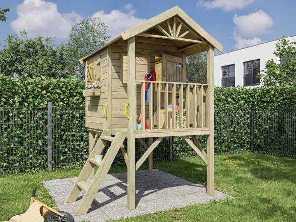 Maisonnette en bois Funny XL avec toboggan – Prestige Garden – Image 7