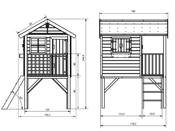 Maisonnette en bois Funny XL avec toboggan – Prestige Garden – Image 6